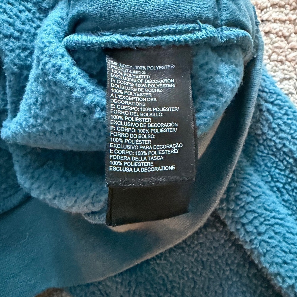 The North Face Teal Fleece Hoodie Pullover Womens Size L Cozy Relaxed Fit - Picture 9 of 10